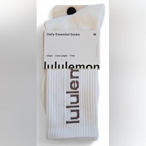 lululemon Unisex Daily Essential Crew White/brown Medium Socks. New